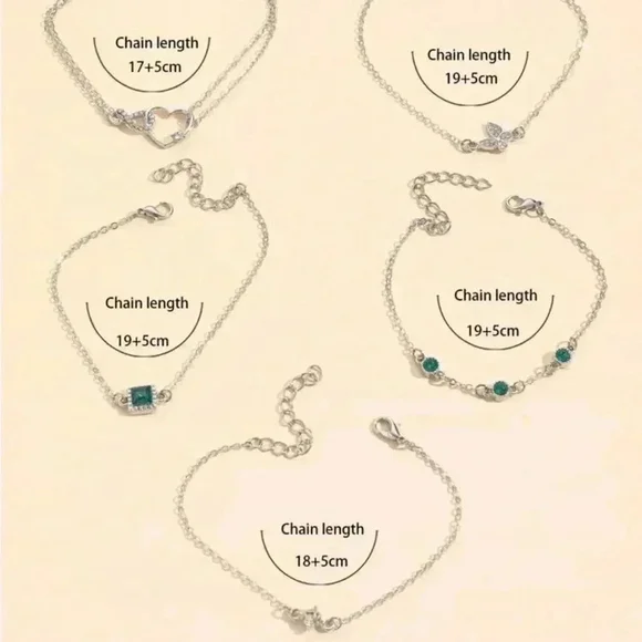 ⚠️Clearance 5pcs Silver And Green Bracelet Set - Picture 5 of 6